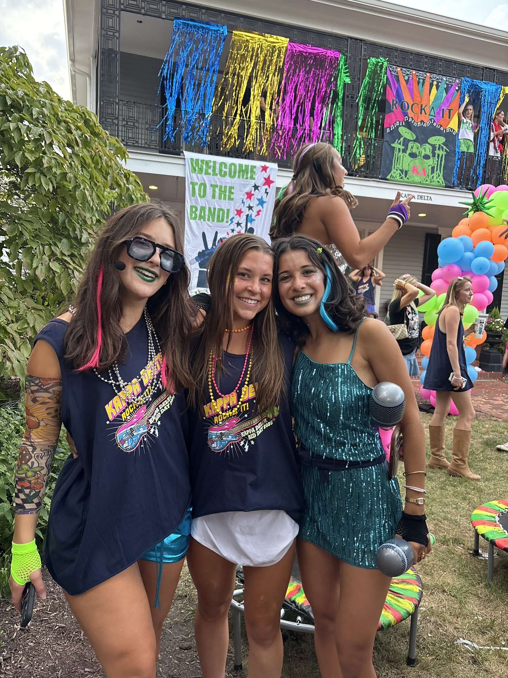 Caroline and two friends at UNC Kappa Delta's bid day.